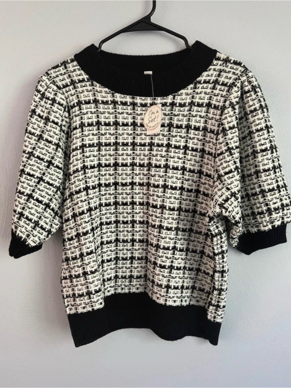 Cato Black & White Silver Shimmer Sweater – Large